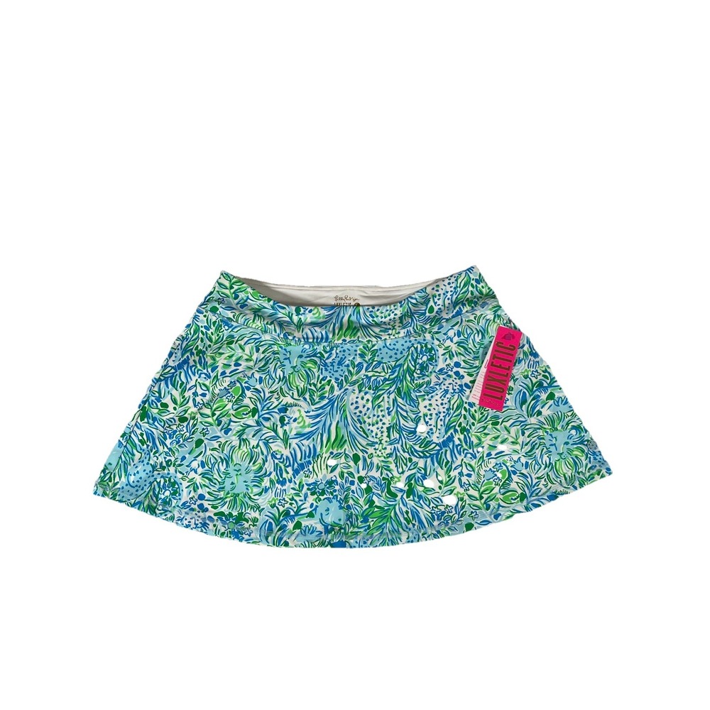Lilly Pulitzer Aila Skort UPF50 Hydra Blue Dandy‎ Lions Golf Tennis Beach Sz Lg